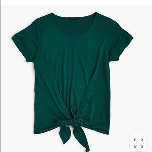 J. Crew Green Tie Front Top